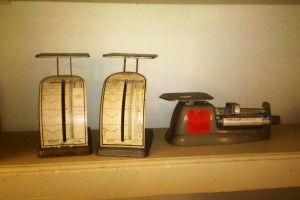 Three vintage postal scales 